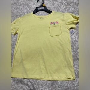 New Yellow Kids Tee with Floral Detail
